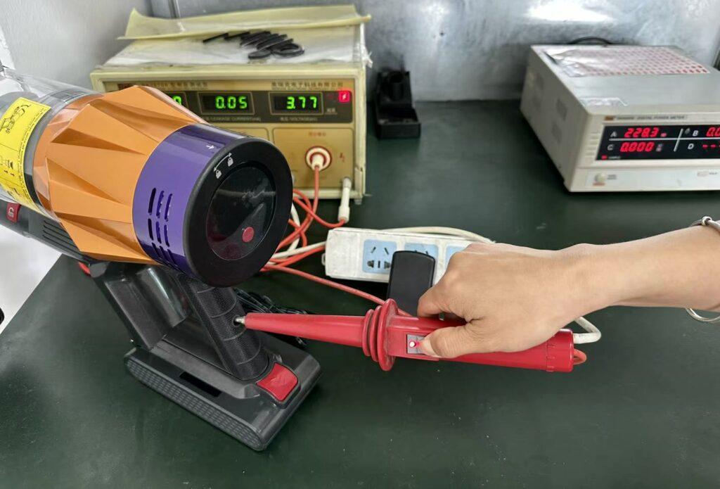 Electrical safety check for cordless vacuum
